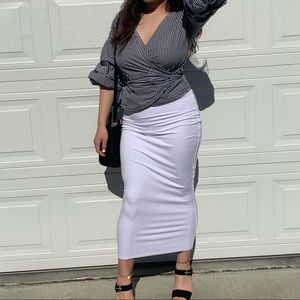 White ribbed double layered skirt